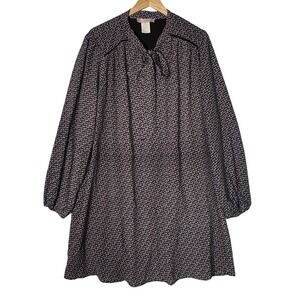 Flying Tomato Boho Geometric‎ Print Tie Neck Shift Dress Womens Size 3X